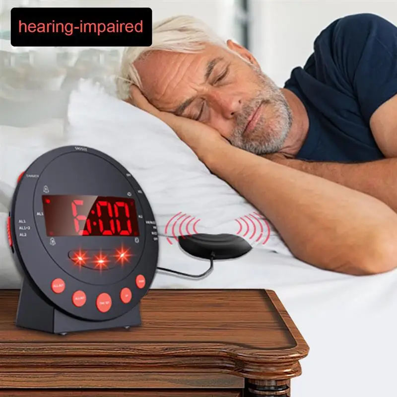 Super Loud Alarm Clock With Bed Shaker Large LED Display USB Charging Port Vibrating Alarm Clocks For Bedroom Christmas Decor