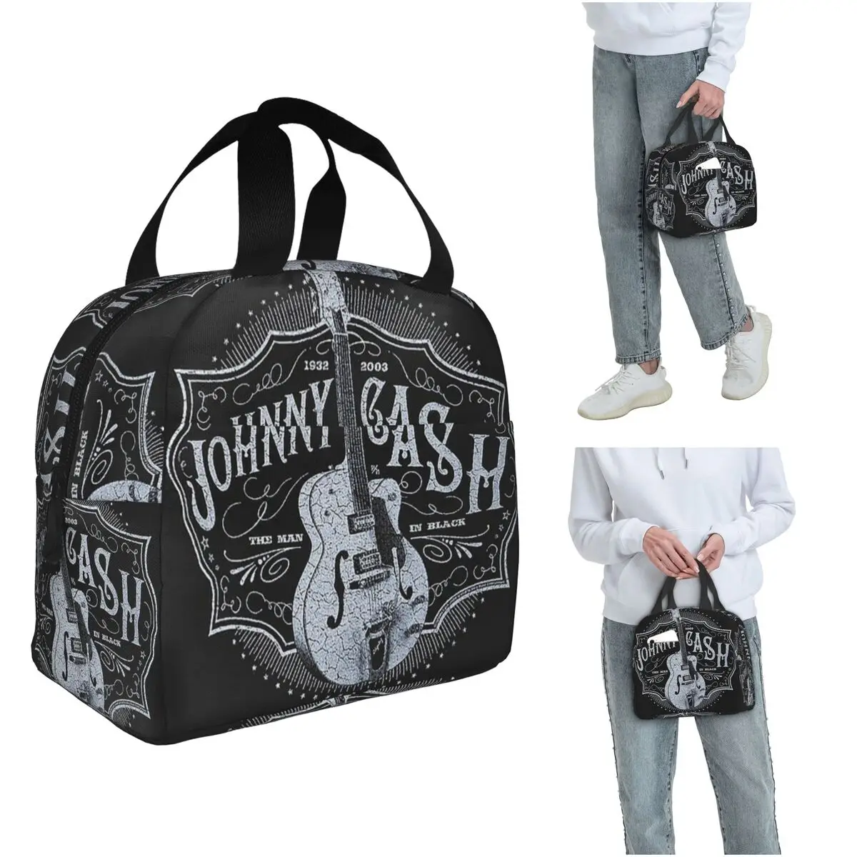 

Johnny Cash Outlaws Music Live Insulated Lunch Bag for Kids School Cooler Thermal Food Box Tote Portable Lunch Boxes Container