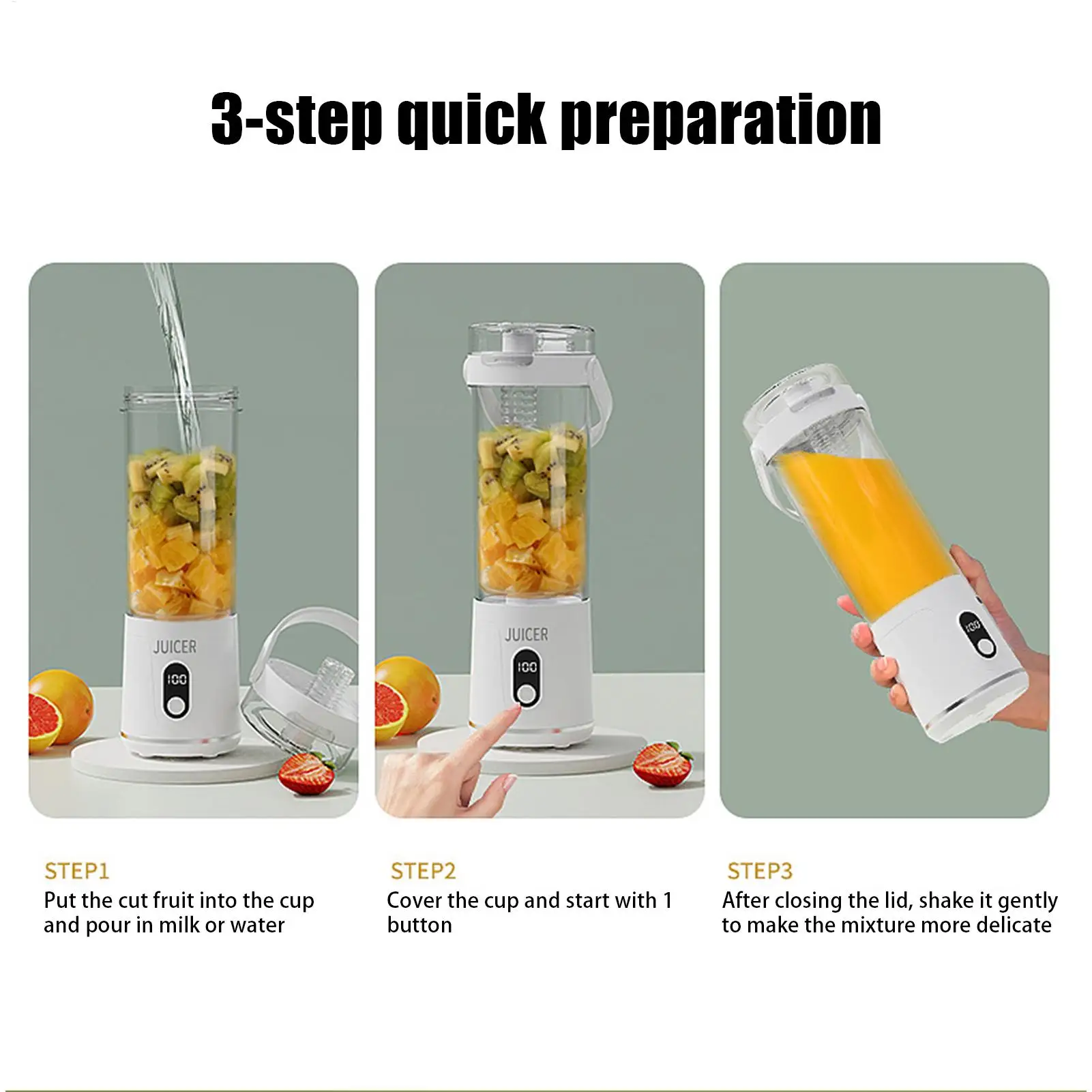 

600ml Portable Juice Maker Machine fruit Vegetable Electric Juicers with Digital Display Mixer for Juicing Citrus Lime Lemon
