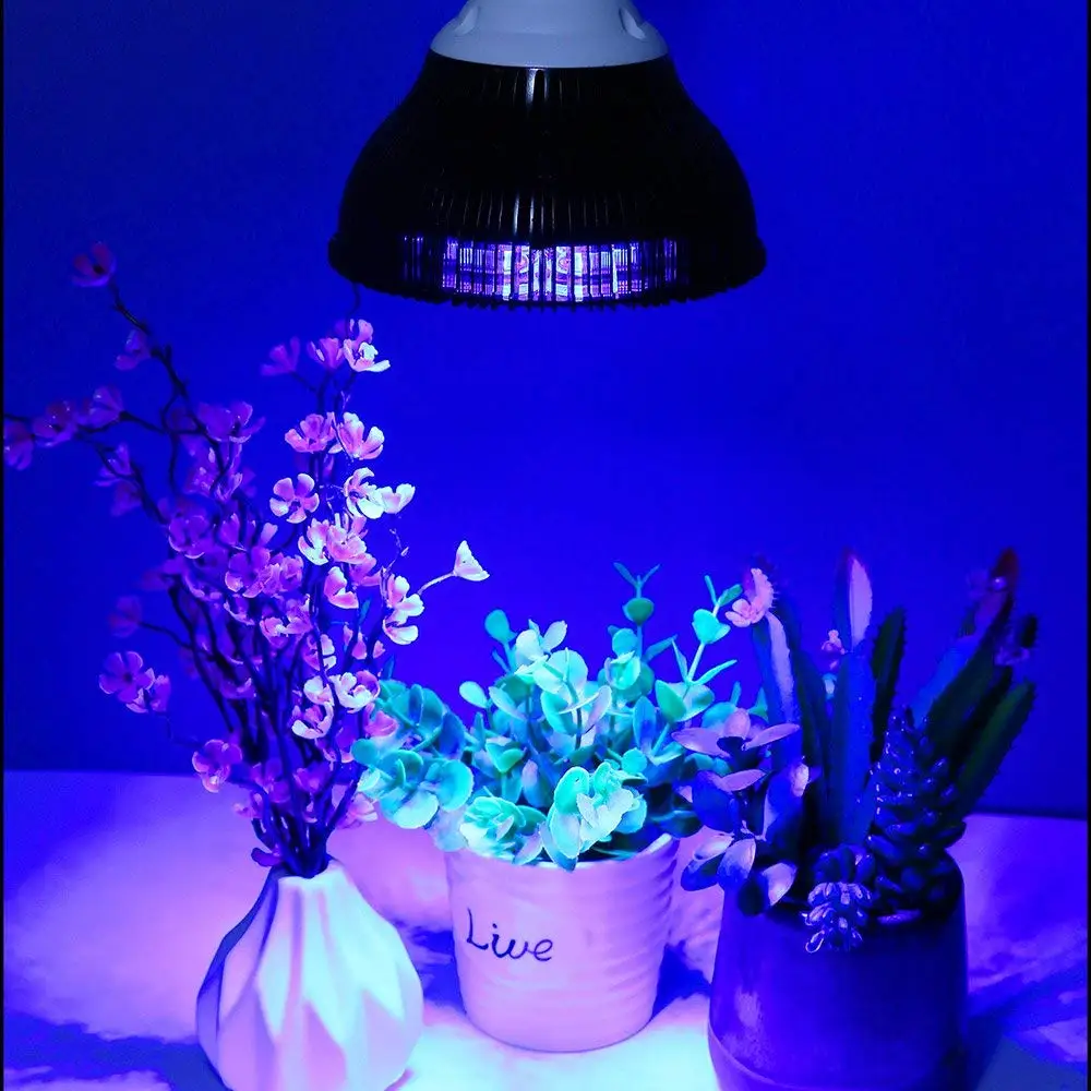 LED Grow Light Bulb para plantas de interior, Azul, E26, Legumes e Aquário, 36W, 450-460nm