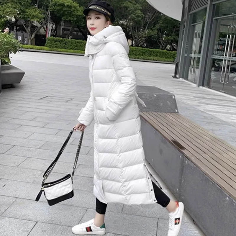 New Women Down Jacket Winter Coat Female Extended Version Parkas Thick Warm Outwear Slim Fit Hooded Leisure Time Overcoat