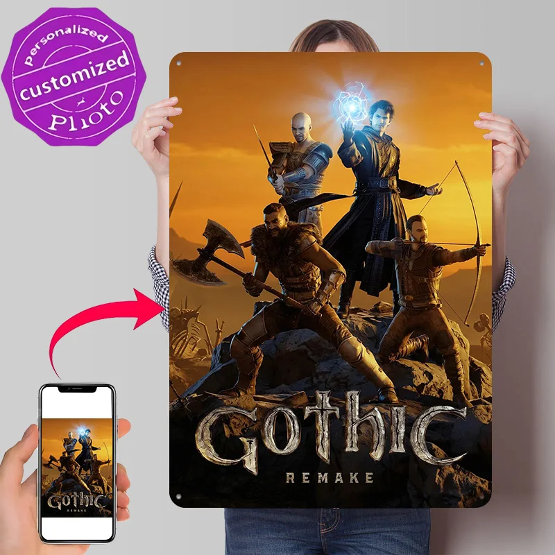 Gothic Remake Promotional Key Art 3D Printed Texture Poster Personalized Wall Art Retro Metal Tin Signs for Bedroom Decorations