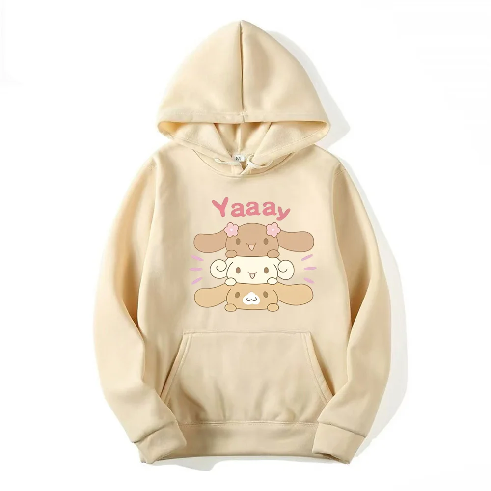 Anime Cinnamoroll Hoodies Cartoon Girl Casual Tops Kawaii Pink Hoodie Harajuku Winter Clothing Women Trendy Hooded Sweatshirt