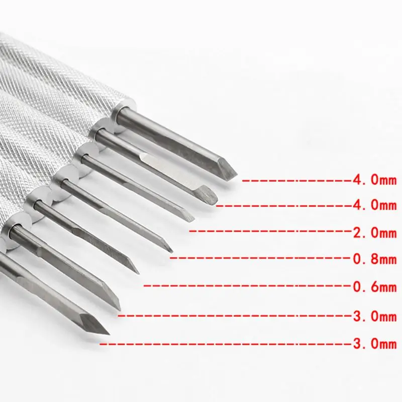 Ensemble d'Outils de Couteau Carimplantés, Mini Brochure, Gravure, Fourniture de Graveur en Aluminium, 7 Pièces