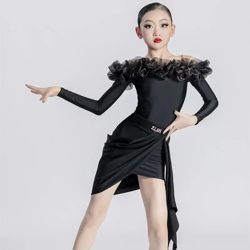 Customized Latin Dance Dress for Girls Performance Competition Regulations Dress for Women Chacha Lumba Practice Dance Skirts