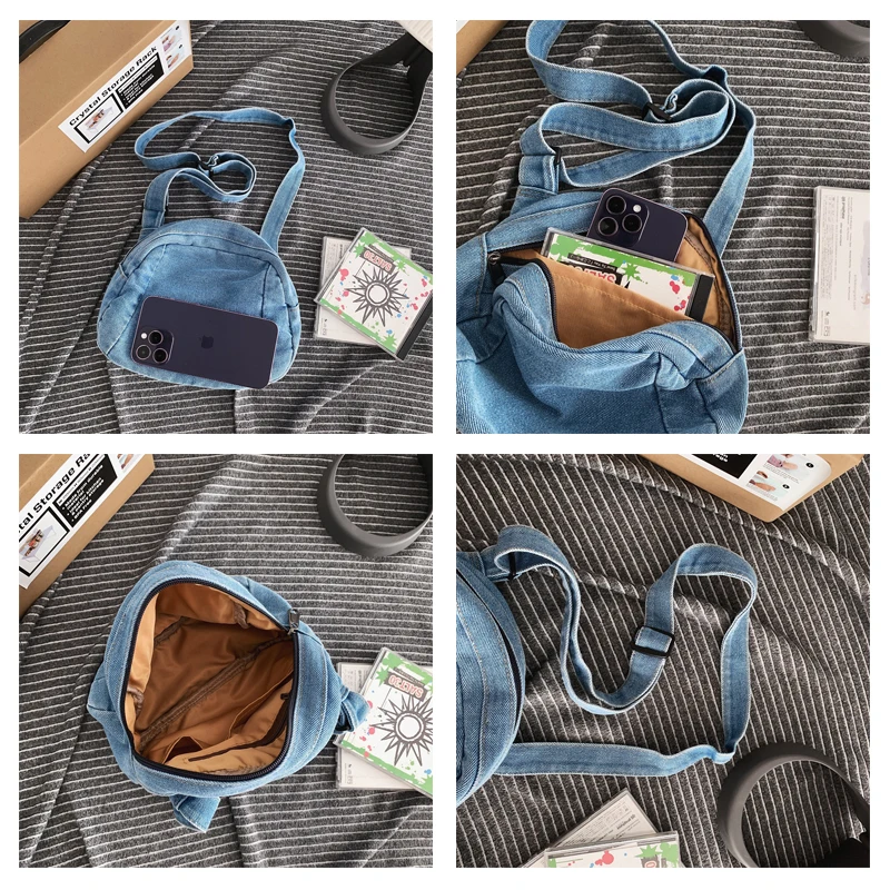 Fashion Denim Women\'s Bag Small Canvas Shoulder Cross Bag Messenger Bag Eco Bag Korean Shopper Jeans Satchel Shell Murse Ins