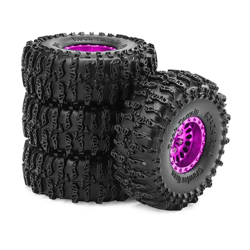 

4pcs 63mm 1.0" Metal Beadlock Wheel Tire Set For 1/18 RC Crawler Car TRX4M SCX24 Upgrade Parts Accessories