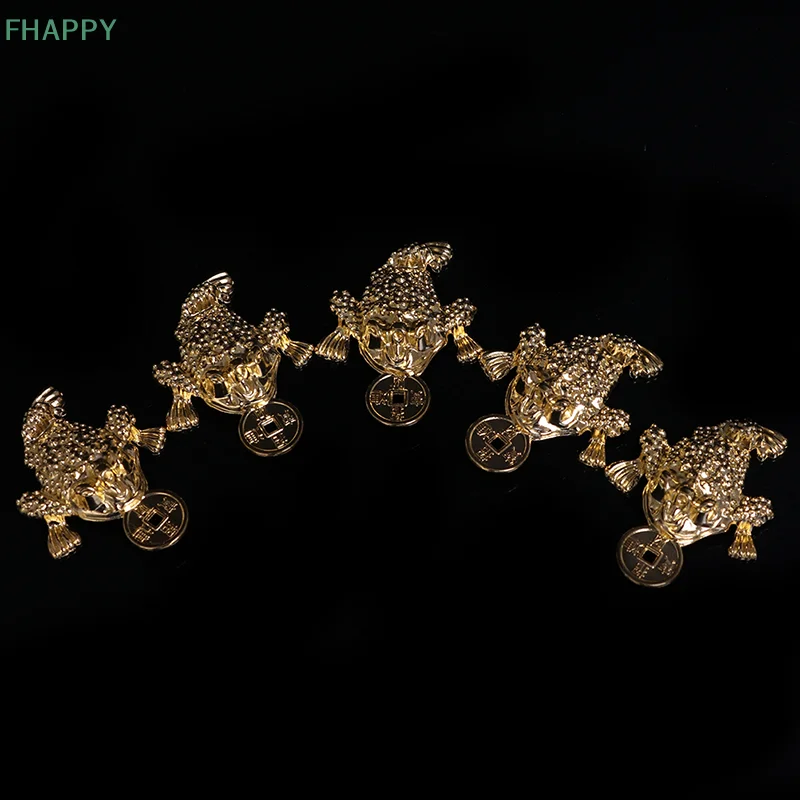 5Pcs Feng Shui Pocket Toad Frogs Fortune Keychain Charm Bag Pendant Home Decor