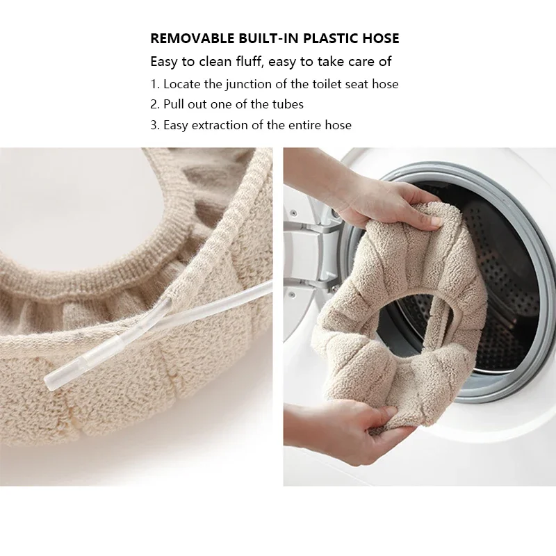 세탁 가능한 벨벳 변기 쿠션, 범용 폴리머, 호시트 쉘, 변기 뚜껑 액세서리, 겨울