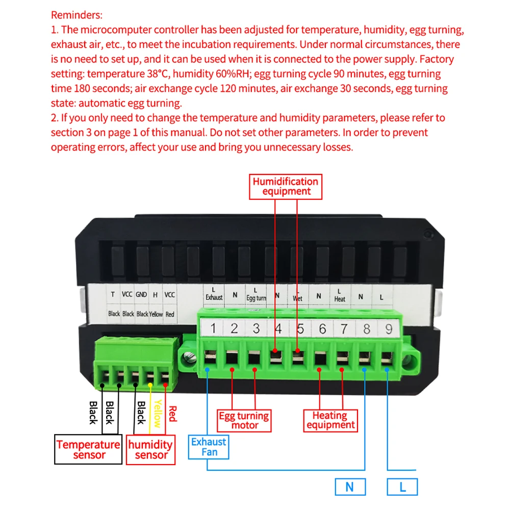 Automatic Intelligent Temperature Controller Incubator Control System  Microcomputer Hatching Temperature Humidity Controller