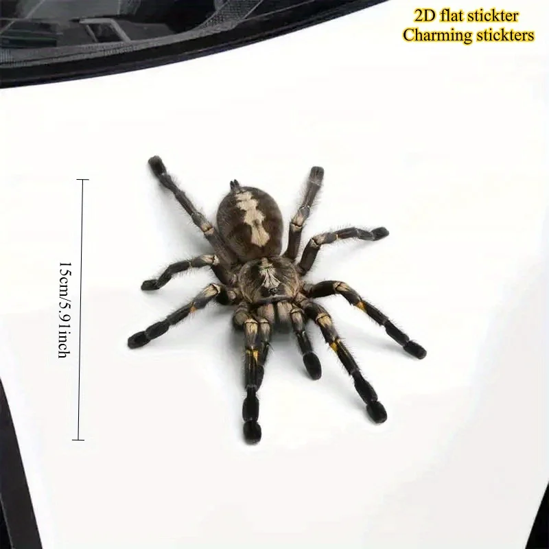 2D Flat Realistic Spider Vinyl Sticker Self Adhesive Waterproof Decal For Car Window Motorcycle Truck Camper Bumper Laptop Decor