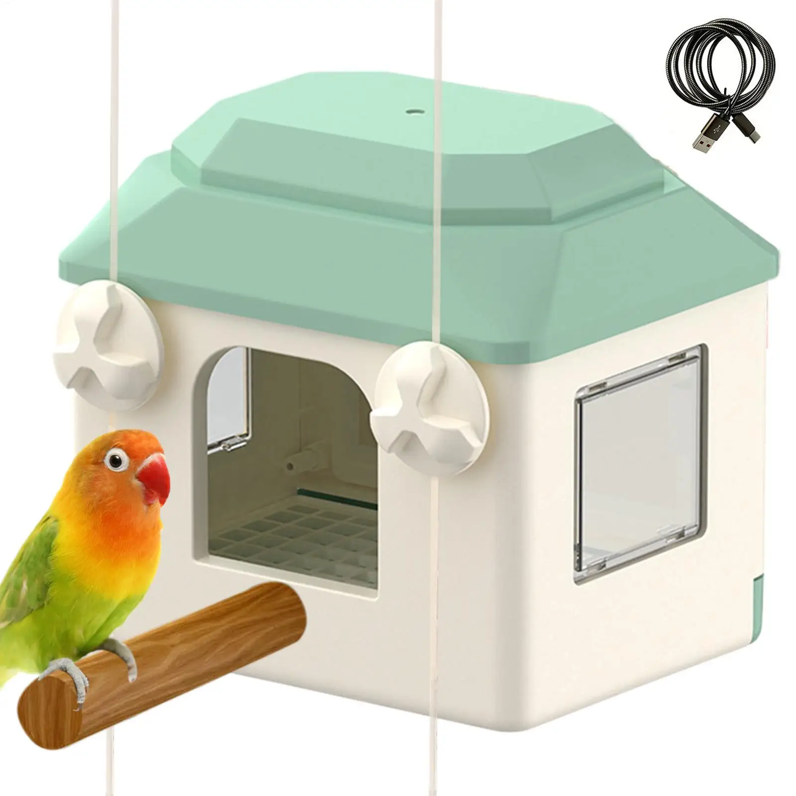 Parrot Heater 5V USB Powered Low Noise Heating House with 1.5M Cable Silent Indoor Conure Heater for Cold Weather Conure Finches