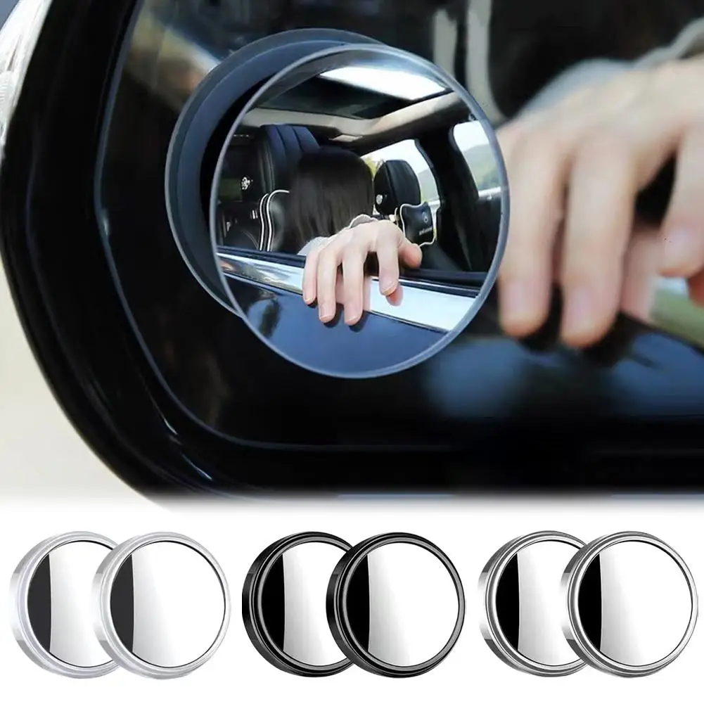 1 Pair Car Rearview Sucker Mirrors 360 Degree Blind Round Rearview Spot Convex Frame Clear Auxiliary Mirror Adjustable Mirr D0M5