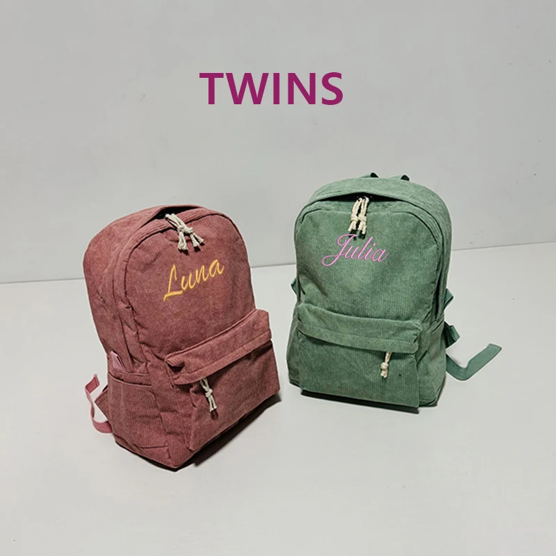 Embroidered Custom-New Large Capacity, Corduroy Material, Classic Style, Available in 6 Colours, Backpack, Casual Backpack!