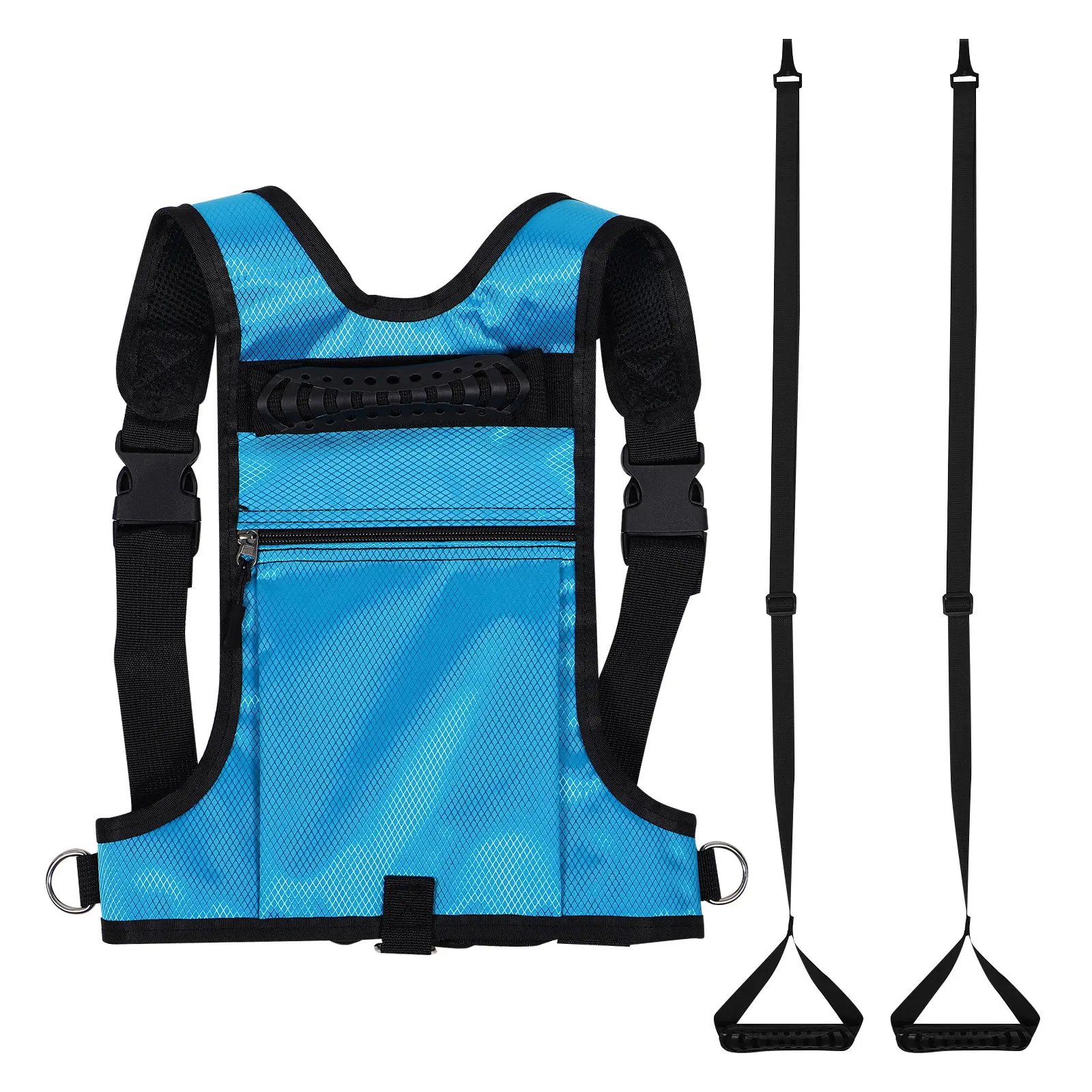 

Adjustable Kids Ski Harness for Beginners Breathable Blue Mesh Snowboard Training Leash with Zipper Pocket Ski Snowboard