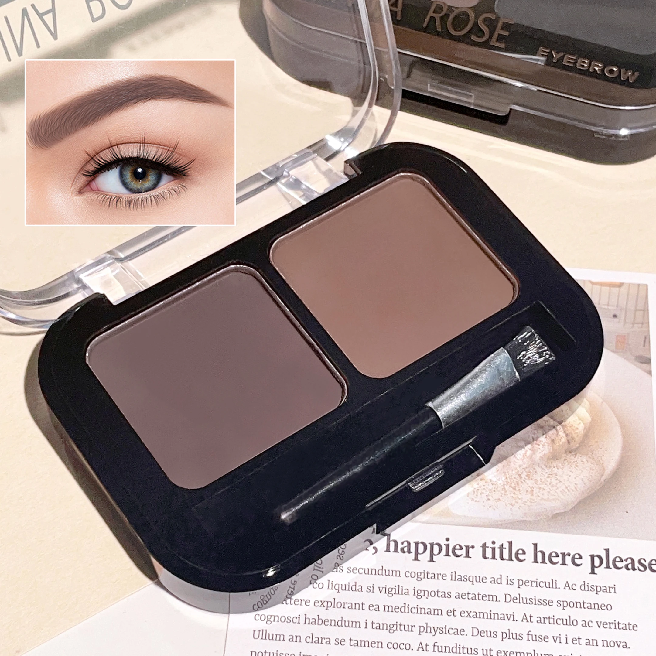 Two-color natural eyebrow powder, easy to apply, waterproof and long-lasting eyebrow shaping powder and eyebrow cream