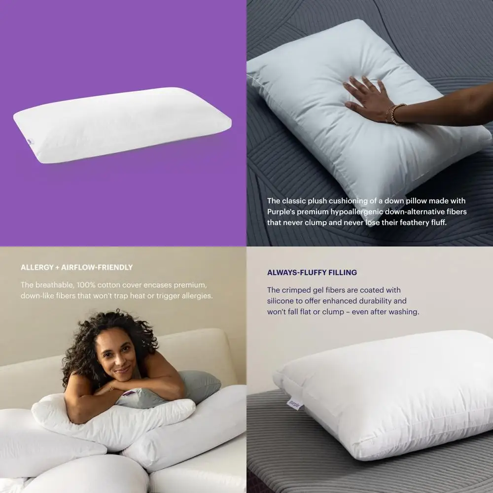 

Гипоаллергенная подушка из гелевого волокна королевского размера — плюшевый комфорт, формы для поддержки шеи и головы, победитель удовлетворения сна