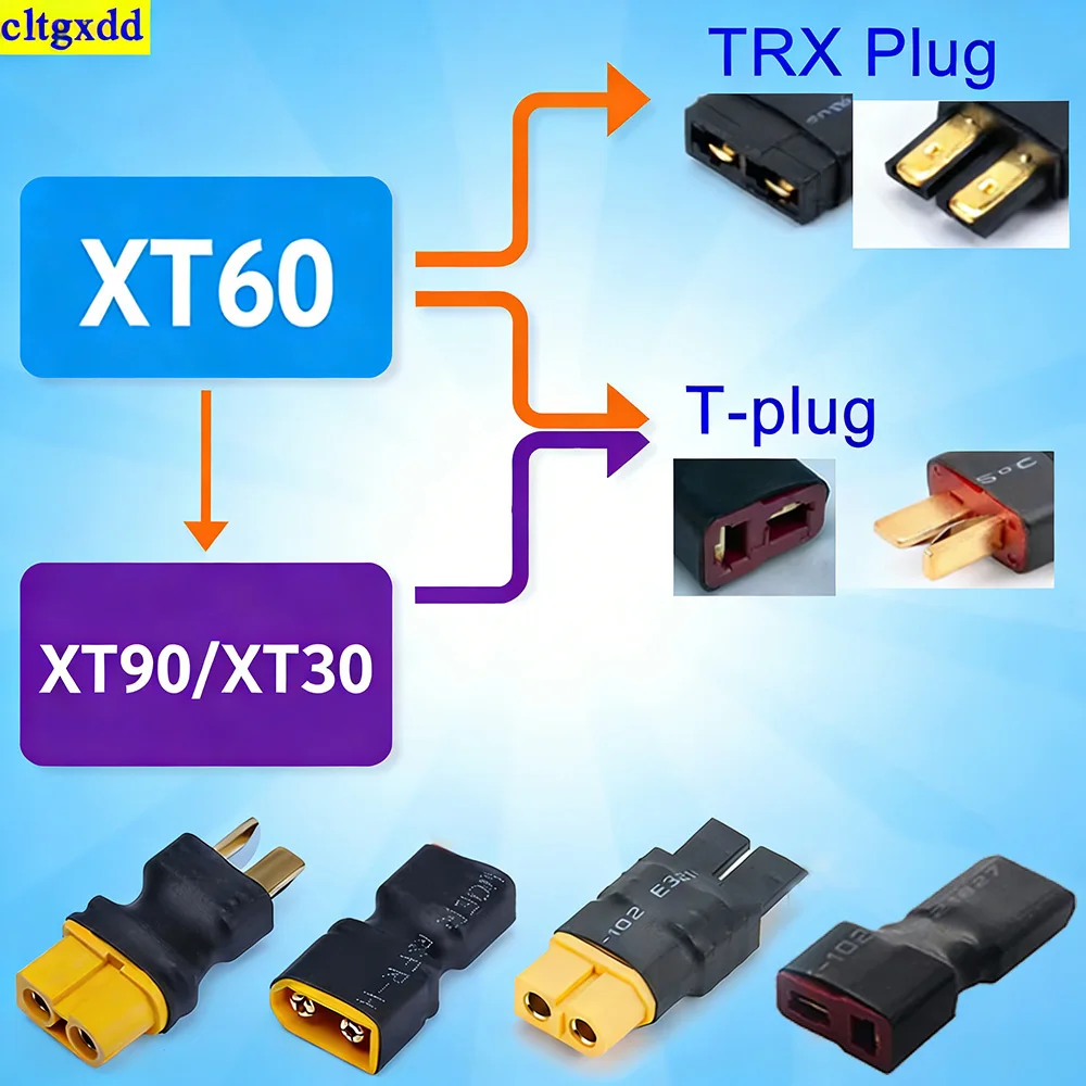 

Cltgxdd 1piece XT30 XT60 XT90 adapter TRX T plug female to male TRX connector plug RC Lipo battery control component DIY