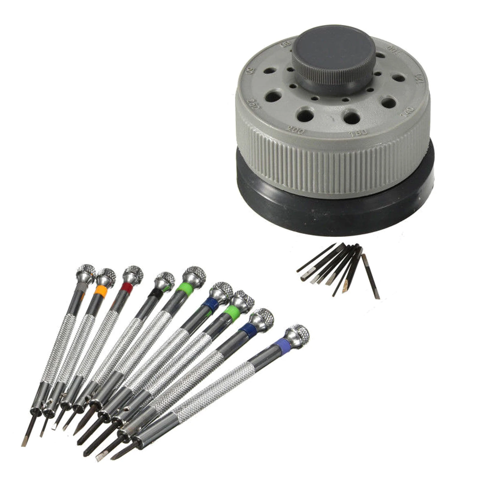 

9Pcs/Set Precision Screwdriver Set Watch Slotted Flat Blade 0.8-2.0 Diameter Watch Repair Tools Set With Rotating Stand