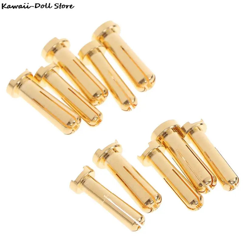 5Pcs 4/5mm Bullet Banana Plug Connector Male Female For RC Battery Part Gold Plated