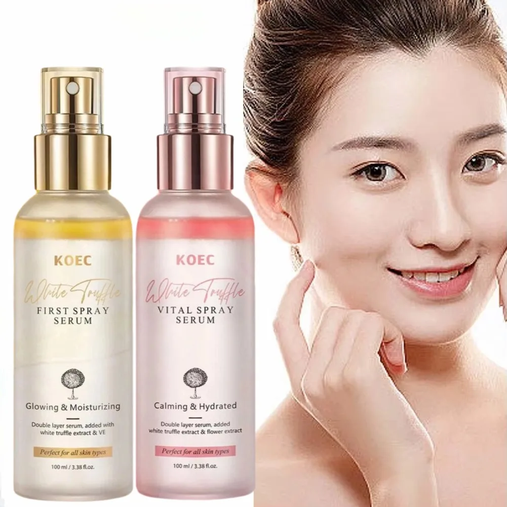 Extrato de Trufa Branca Coreana, Primeiro Spray de Sérum Facial Iluminador com Vitamina E, Essência Antioxidante para Reparação Facial, Maquiagem Portátil para Cuidados com a Pele