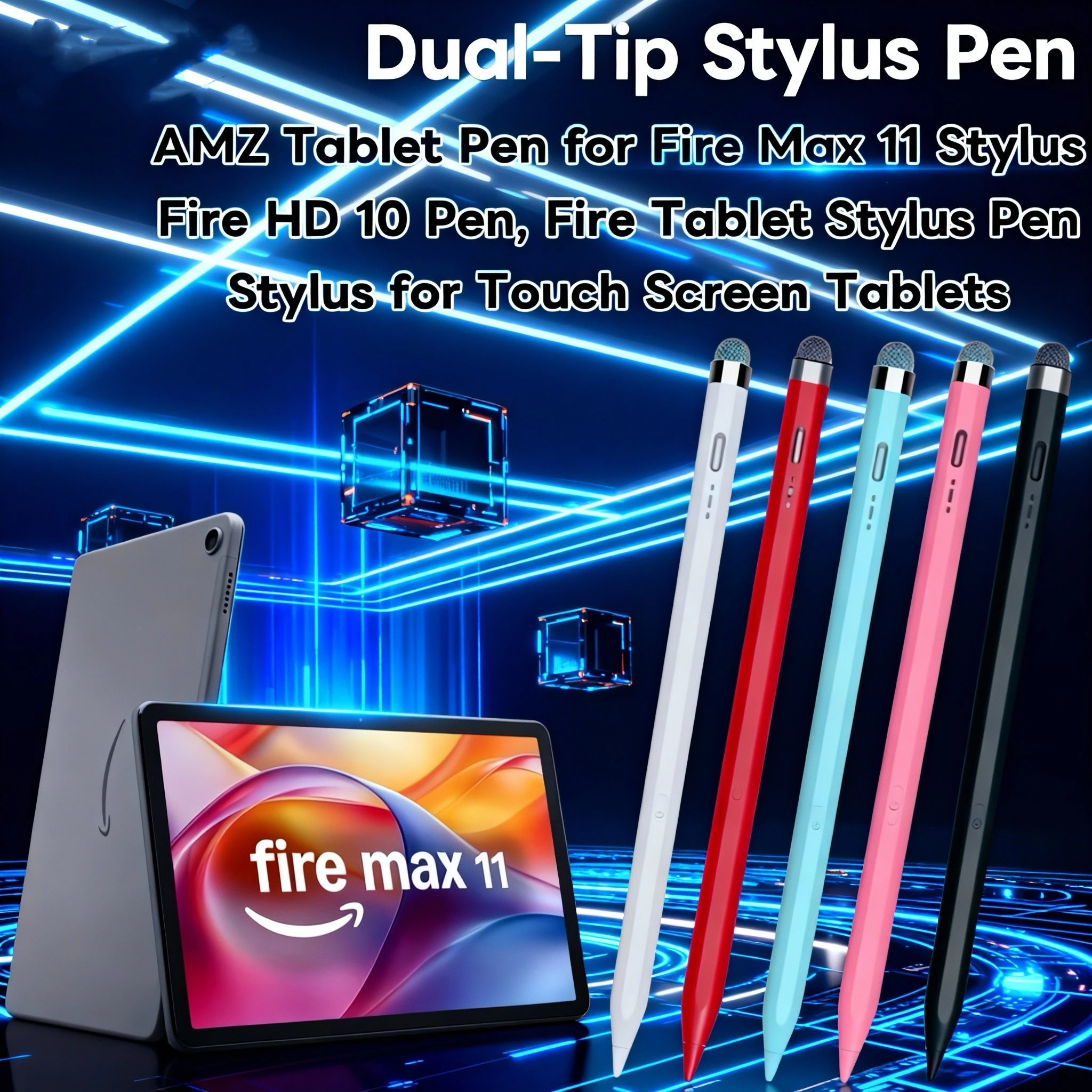 

For Fire Max 11 Pen Dual-Tip 2-in-1 Stylus, AMZ Fire HD 10 Table HD 8/7 Stylus, Touch Screen Pen