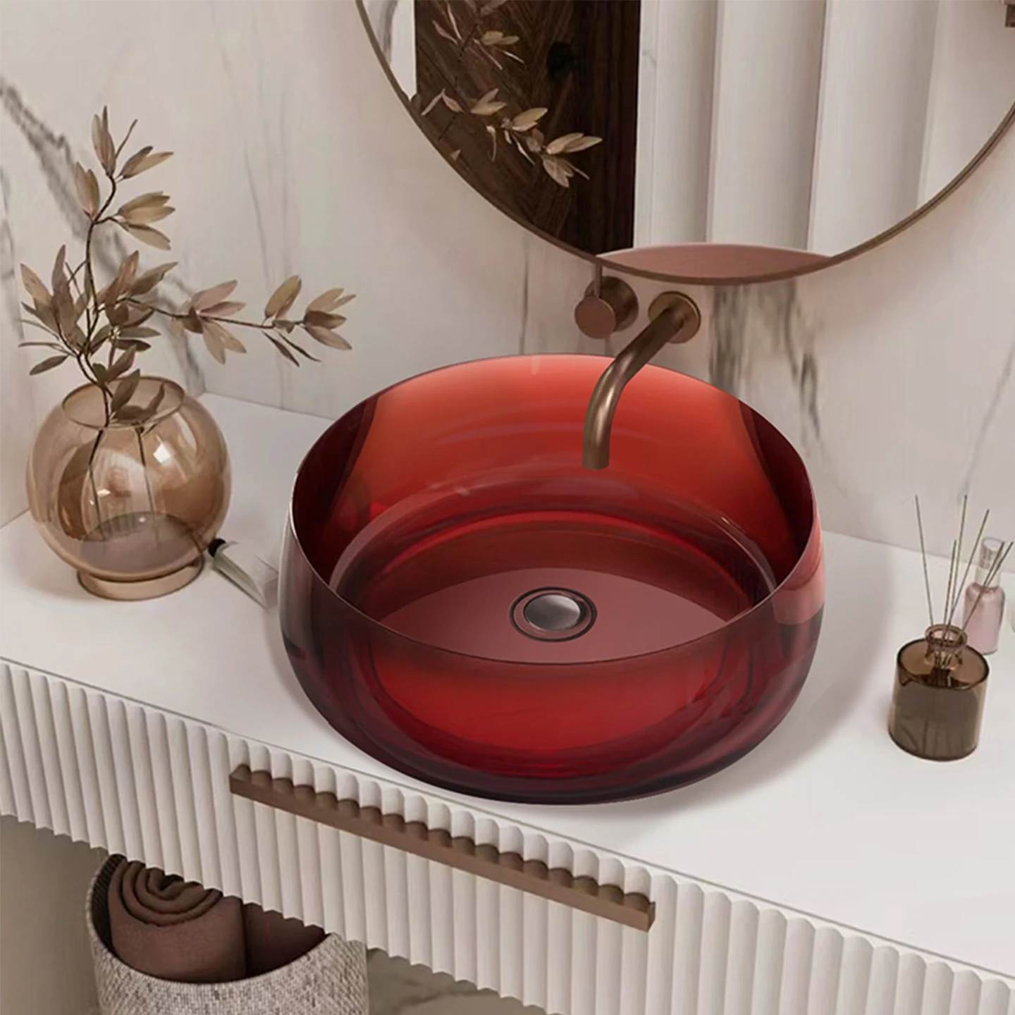 

Transparent integrated resin basin for household, ultra-thin, simple, small-sized, artistic, crystal basin, washbasin GN936TC