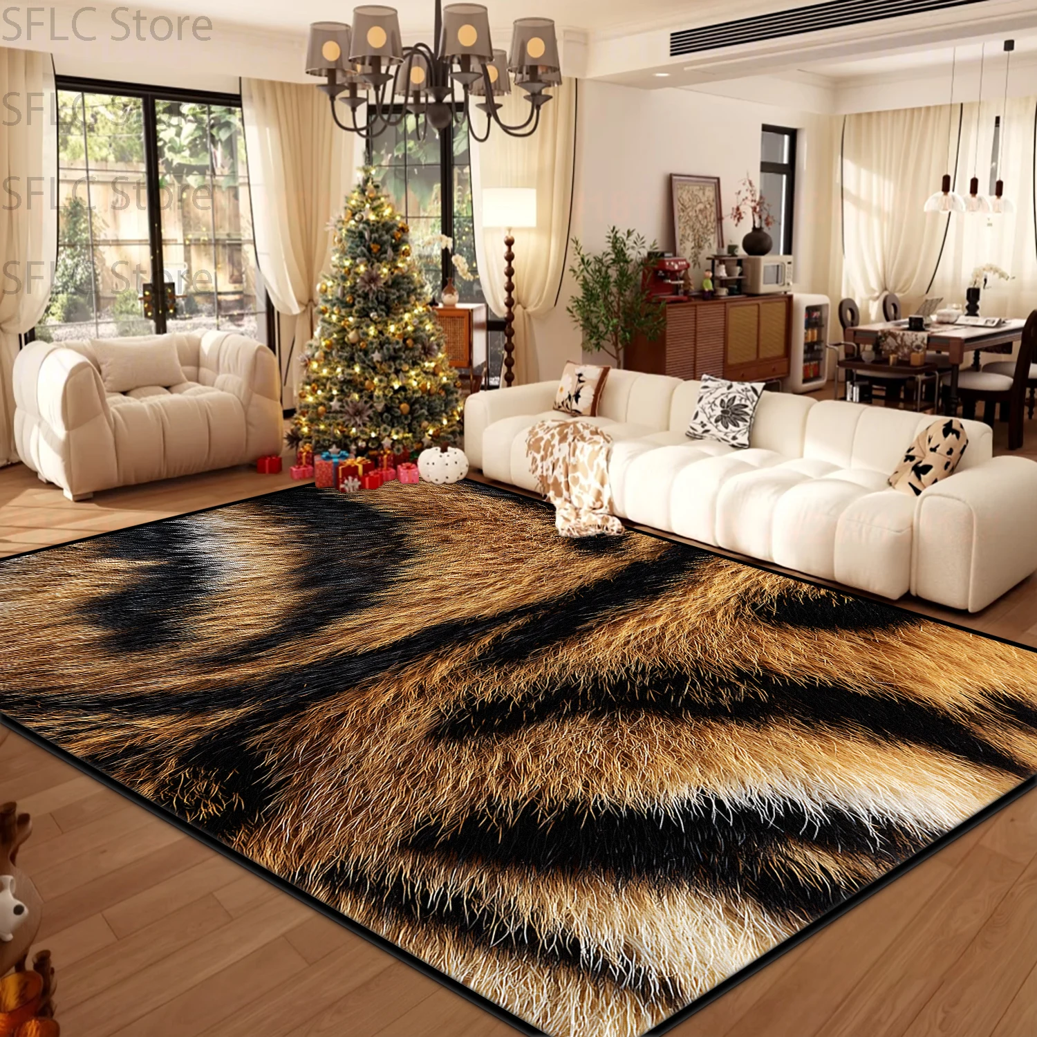 American Retro Fur Print Living Room Luxury Carpets Antiskid Washable Home Decor Rug Short Velvet Soft Bedroom Large Area Mat