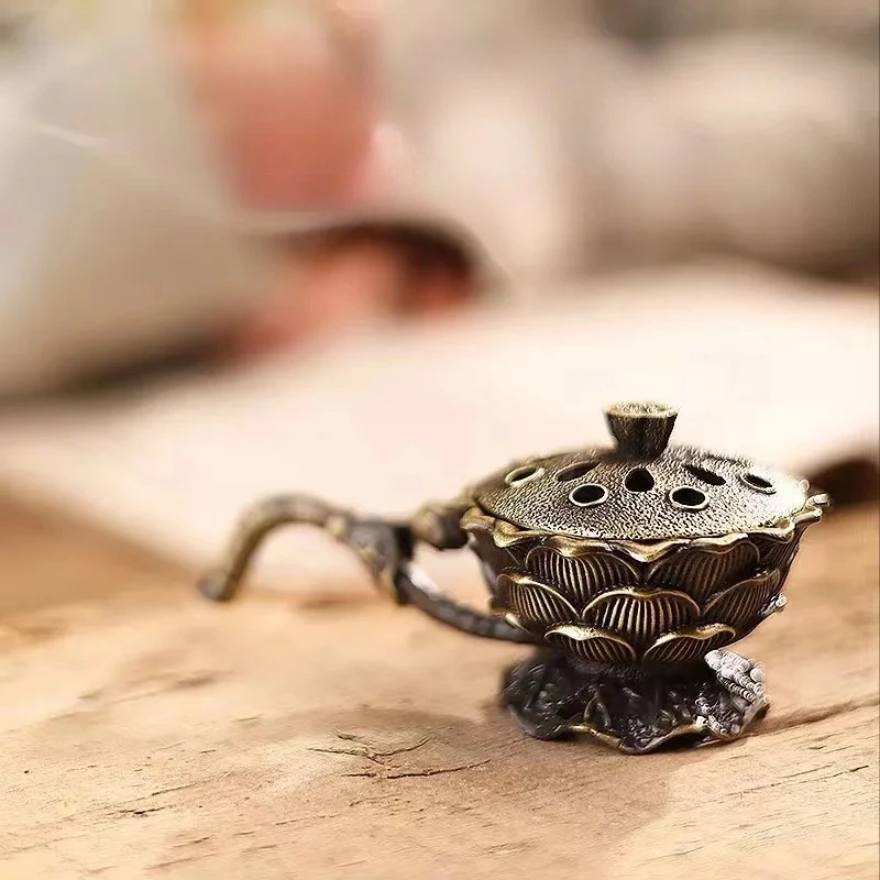 

Курильница из сплава лотоса для домашнего декора, медитации, йоги, арома дзен-аромат, держатель конусной палочки