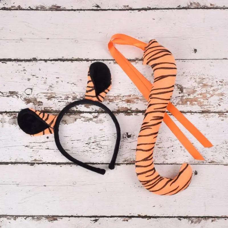N5kf 3 pçs crianças animal fantasia acessórios tigre cosplay trajes halloween