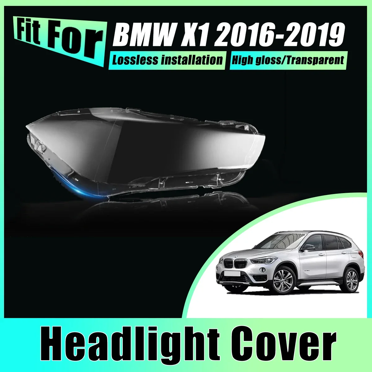 

Pair Headlight Cover For BMW X1 2016-2019 F48 2017 2018 1 PCS Head Light Caps Front Lens Fog Lampshade Headlamp Car Accessories