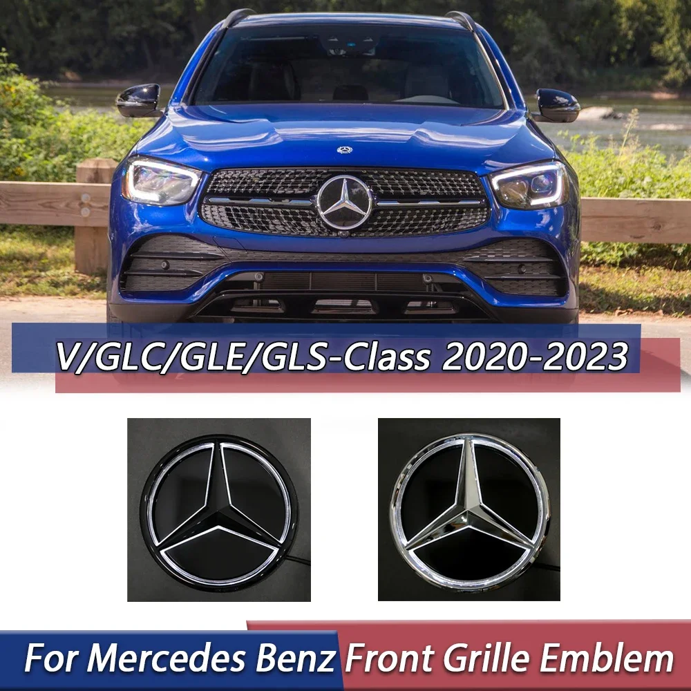 

For Mercedes Benz V/GLC/GLE/GLS 2020-2023 X253 W167 X167 W447 Front Grille Star Logo Border Decorations Newest 3D Grille Emblem