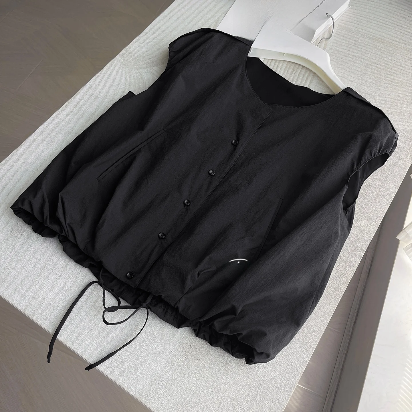 Korean Style Two-Piece Set V-Neck Drawstring Elastic Commute Versatile Top Half-Skirt Button Design Loose Fit Slimming Effect