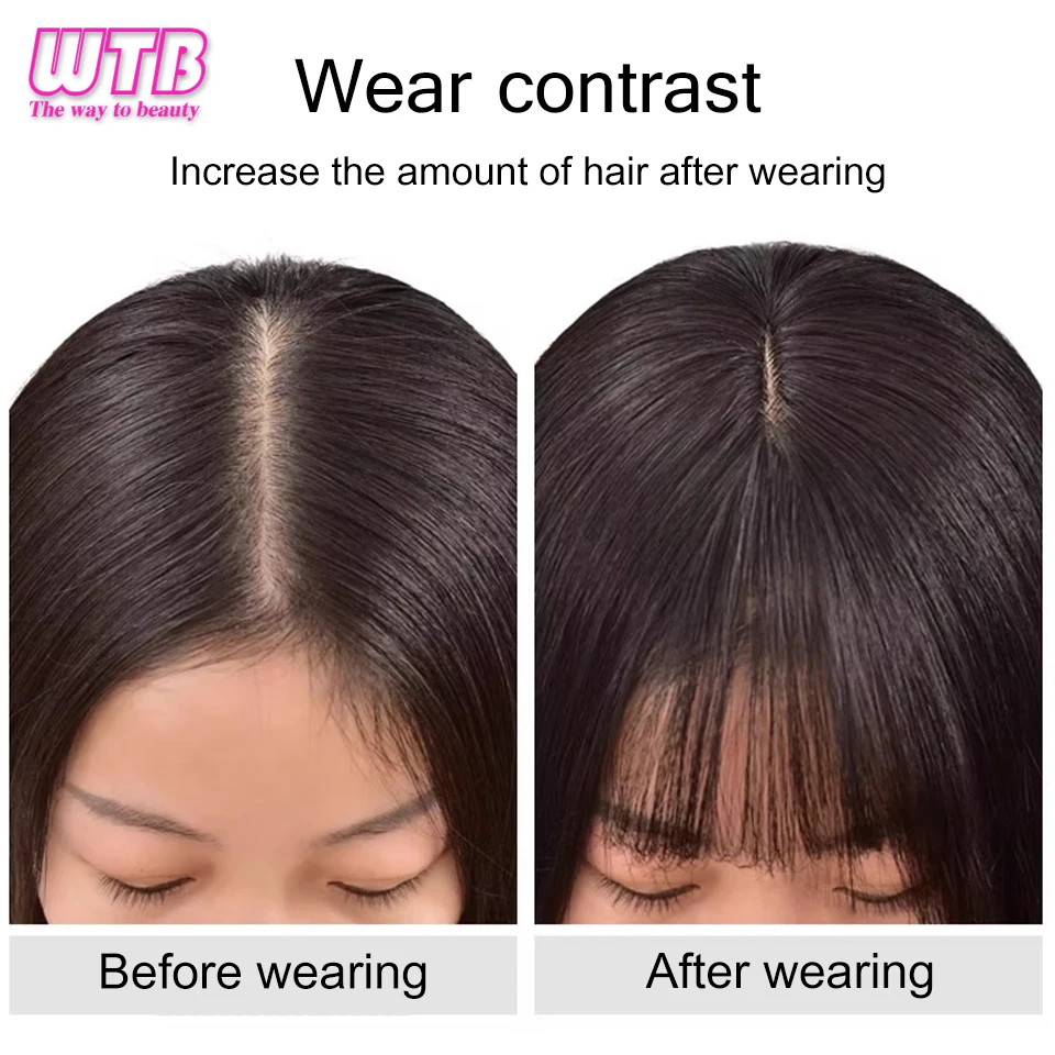 Synthetic Hair Topper With Bangs Invisible 3D Hair Toupee Hairpieces Top Hair Closures for Men and Women