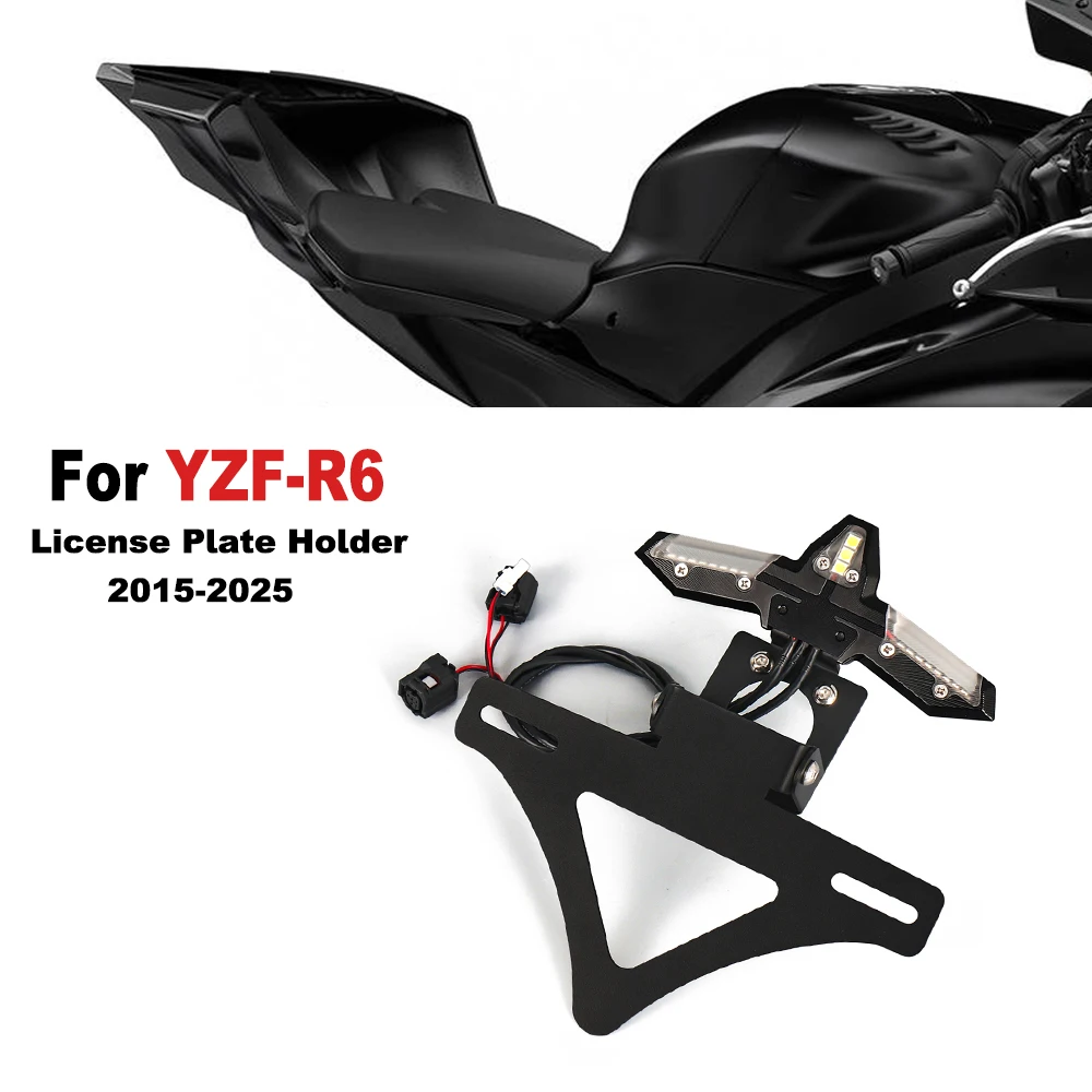 

﻿ For YAMAHA YZFR6 YZF-R6 2015-2025 Motorcycle LED License Plate Holder Bracket Rear Tail Tidy Fender Eliminator kit