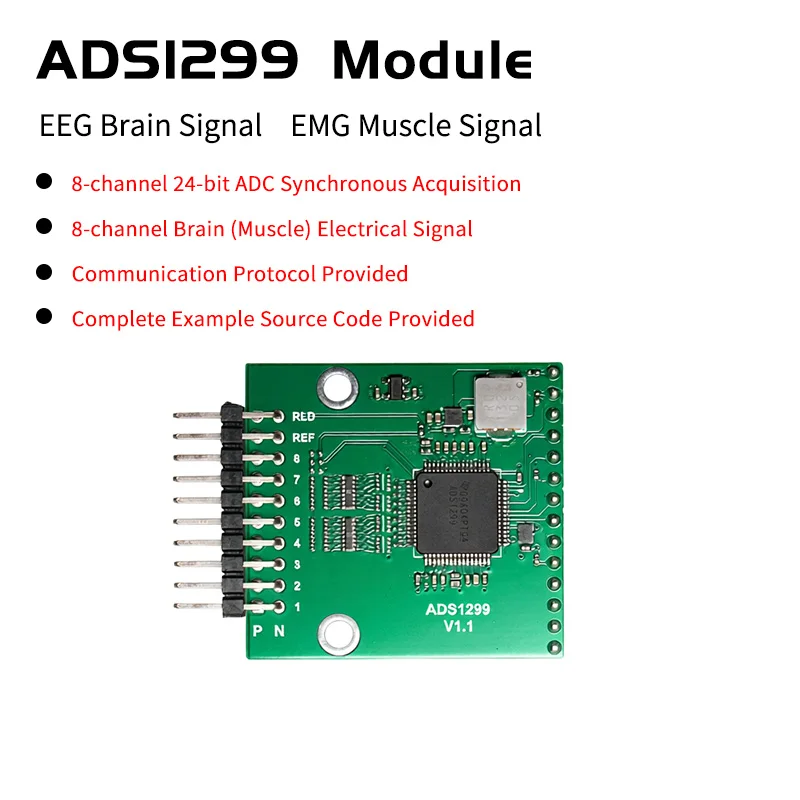 ADS1299 EEG EMG Acquisition Module WiFi Wireless Data Transmission STM32 Development Kit Open Source SDK Raw Bio-Signal Collecti