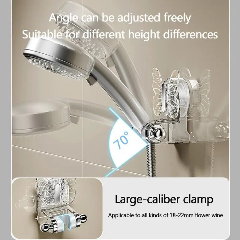 Handheld chuveiro cabeça titular, montagem na parede, ventosa, punho, chuveiro ajustável acessório cabeça, Não-perfuração