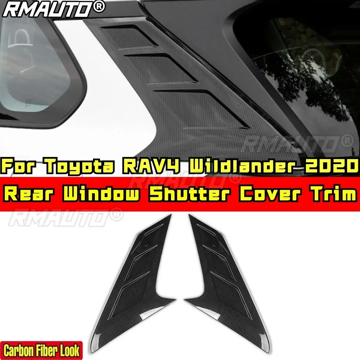 For Toyota RAV4 Wildlander 2020 Body Kit Carbon Fiber Look Sport Style Rear Window Shutter Cover Trim Car Accessories