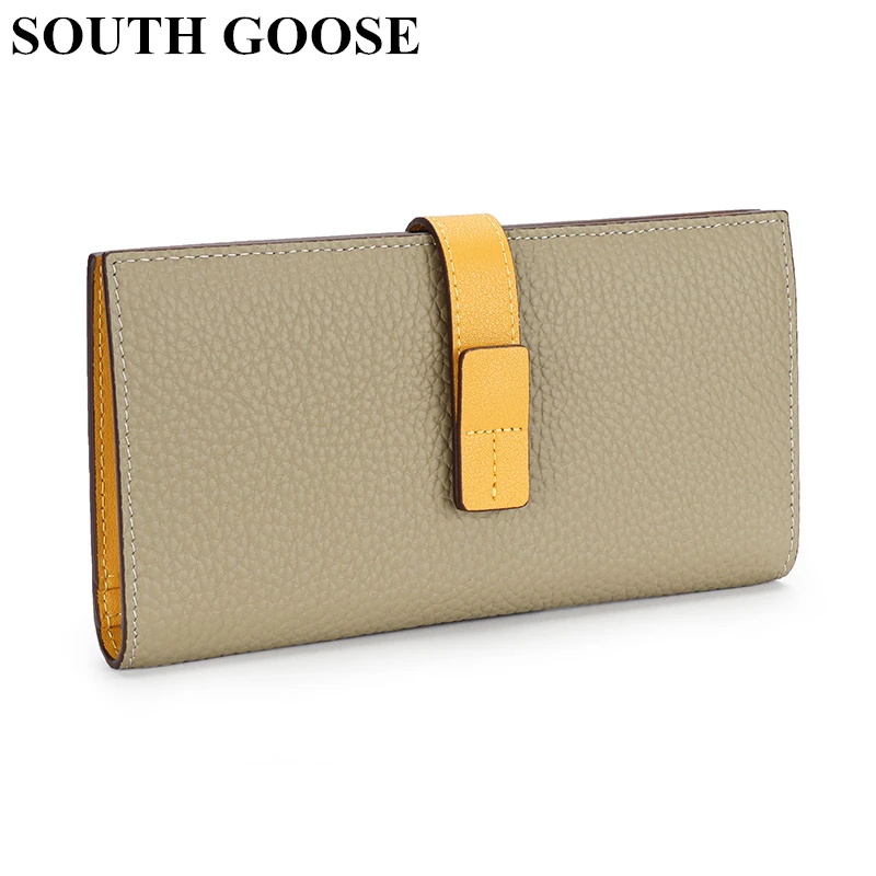 Stylish Genuine Leather Women Wallets Large Capacity Long Clutch Purse Female Cowhide Credit Card Holder Slim Phone Money Bag