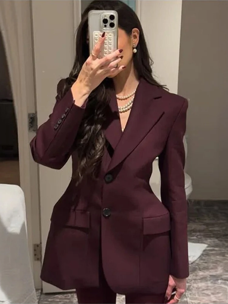 FDYOUI Moda Casual Blazer monopetto Donna 2025 Autunno Manica lunga Slim Solid Suit Office Lady Capispalla Streetwear