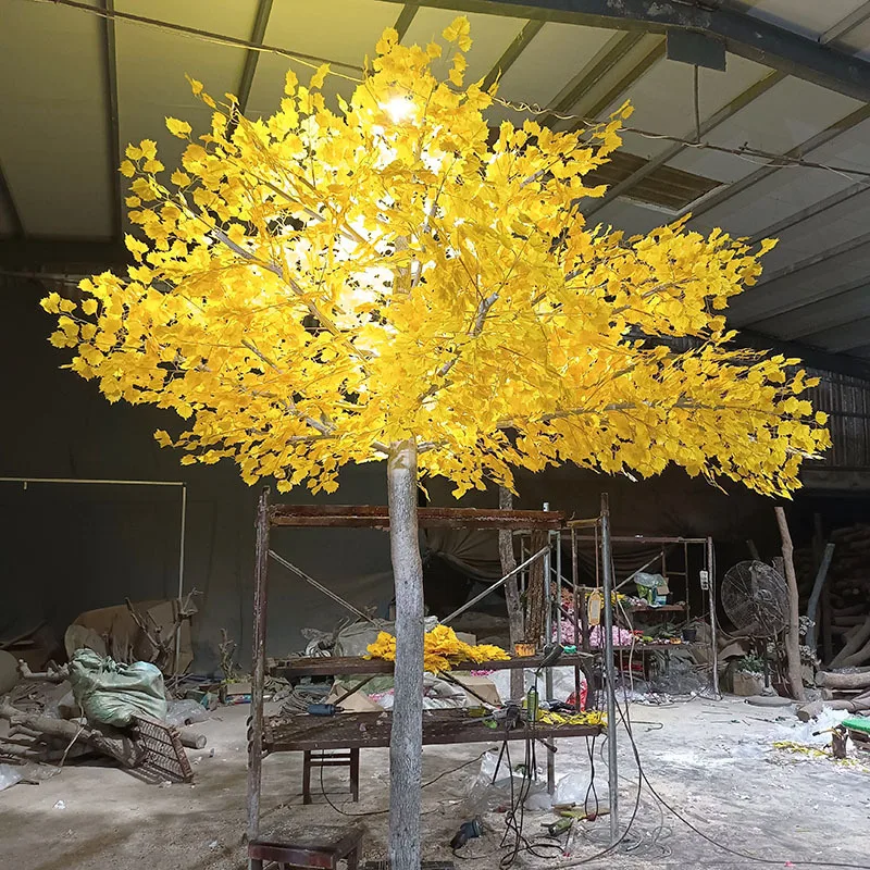 

Simulation of birch tree ginkgo tree fake tree window decoration landscaping indoor and outdoor large landscape floor ornaments