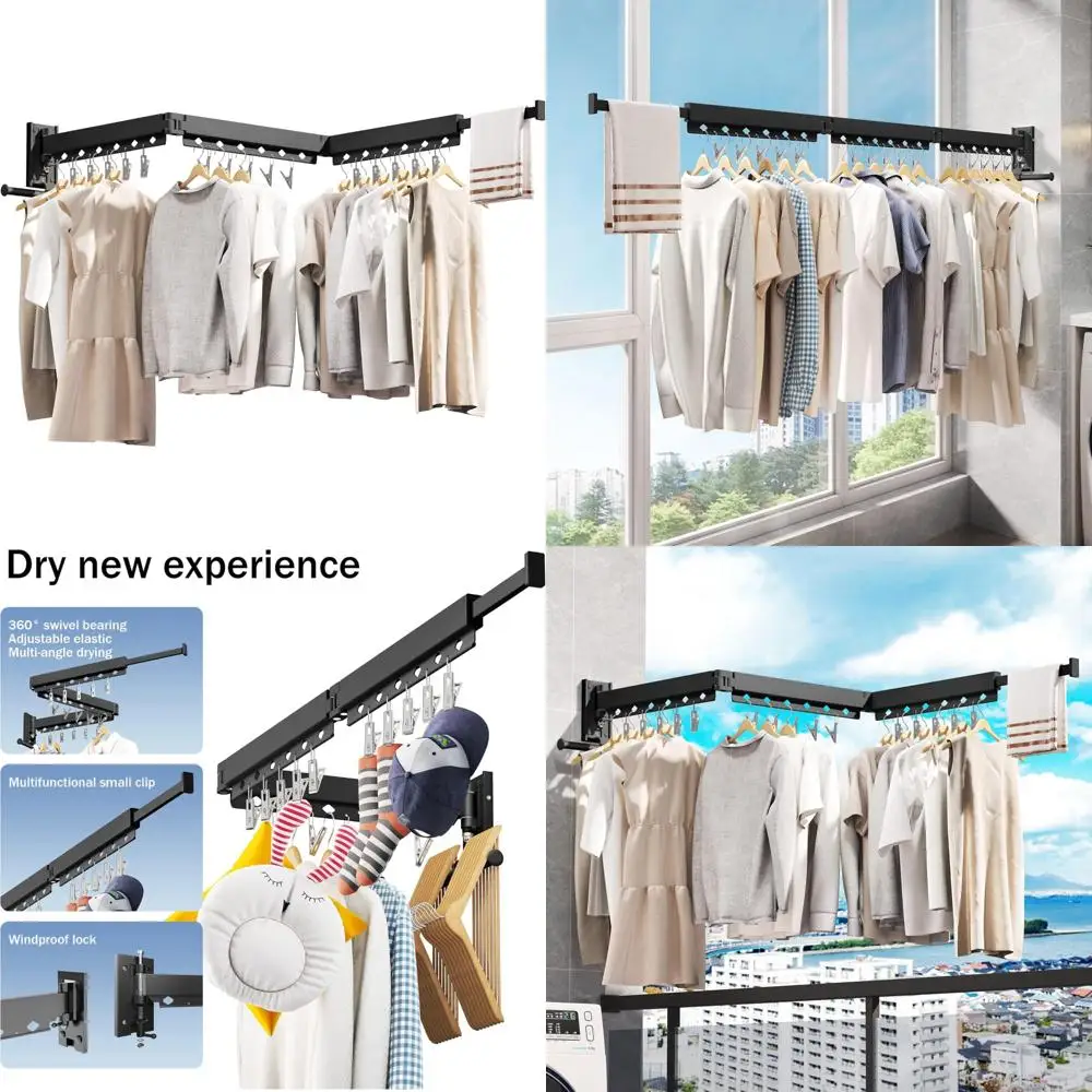 

Выдвижная складная сушилка для одежды с зажимами для организации прачечной и компактное решение