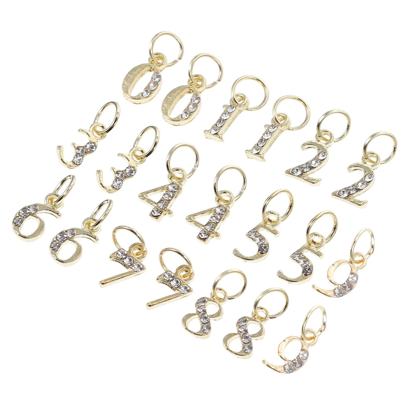 20 Pcs Nails Decoration Number Earrings Decorative Decors Supply Wear-resistant Charm Three-dimensional Removable Golden