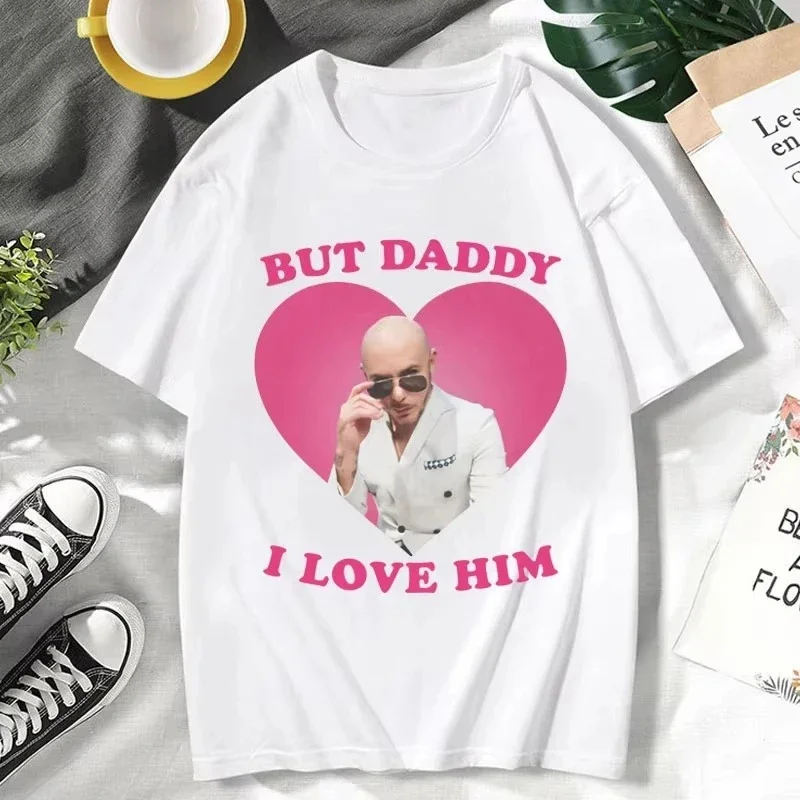 

Забавная футболка с принтом «I Love Him Mr Pitbull», женская повседневная винтажная футболка с короткими рукавами, готические футболки, женская одежда Y2K