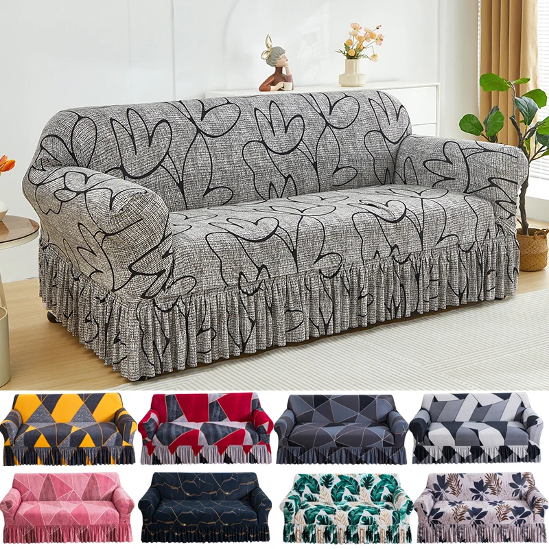 Funda de sofá floral elástica, fundas de sofá lavables, Protector de muebles para perros, falda de sofá esquinero, fundas de sofá de 1/2/3/4 plazas