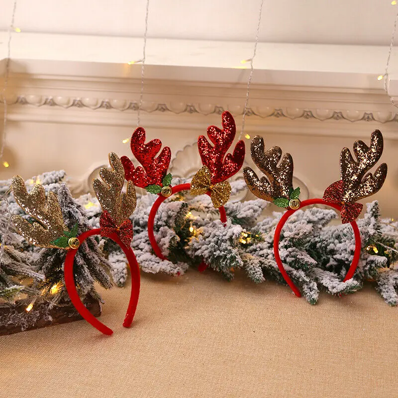 Christmas Headbands Gift Xmas Hair Accessories Headbands Fancy Reindeer Antlers Hairband Xmas Party Decor Hairhoop