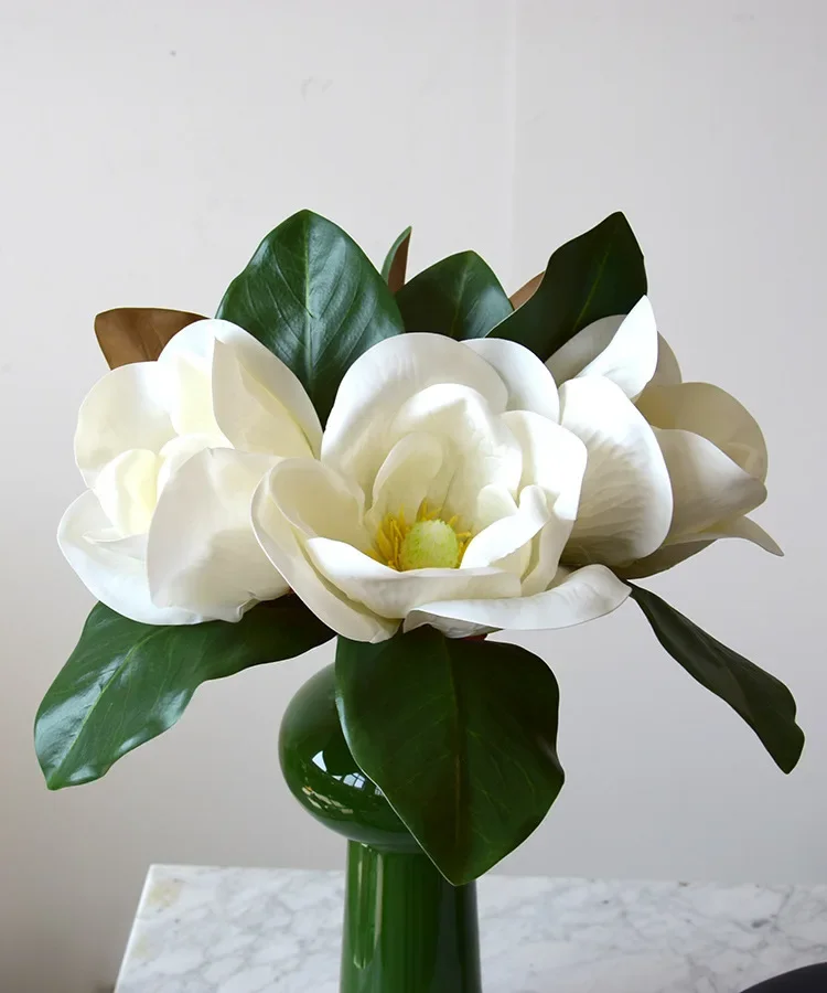 4-teiliges Set Künstliche Latex-Magnolienblumen Hochzeitsdekoration Brautstrauß Kunstblumen Orchidee Heimdekoration Ornamente Party-Blumen – Detail 9