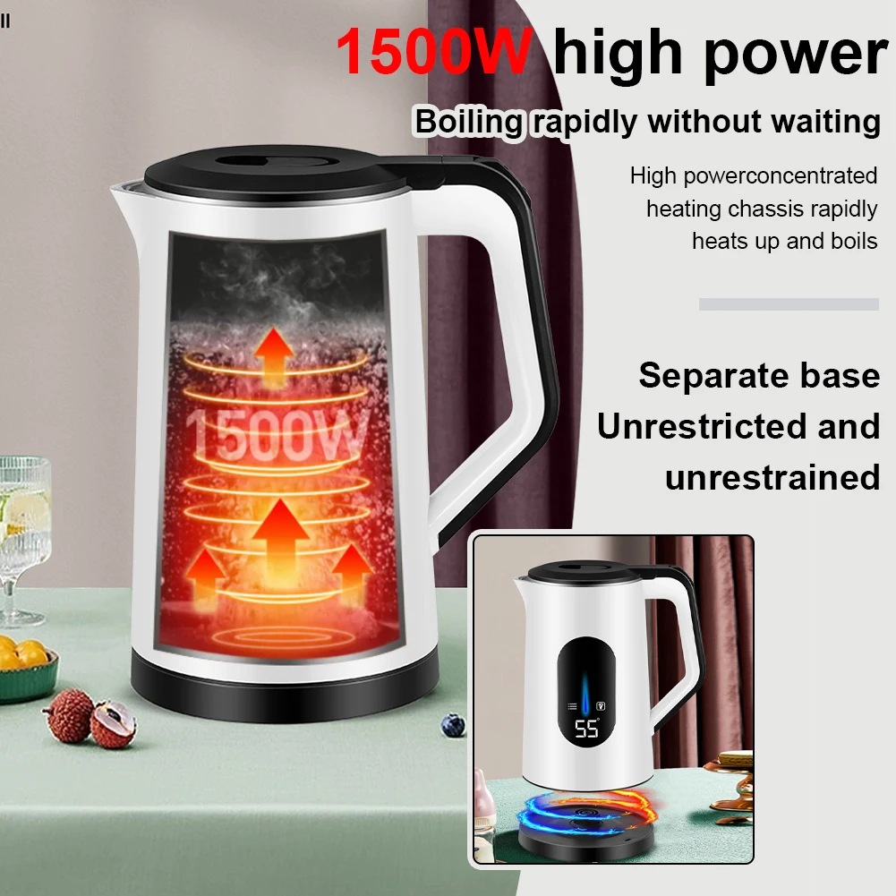 

3L Stainless Steel Electric Digital Display Large Tea Kettle Auto-Shutoff Thermal Water Kettle 1500W Fast Boil Home Kitchen Tool