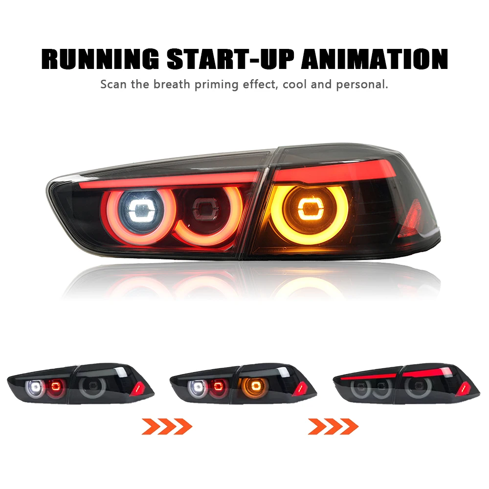 Pair Of Car Tail Light Assembly For Mitsubishi Lancer 2008-2018 LED Brake Flowing Water Flicker Plug and Play Taillamps - view 5