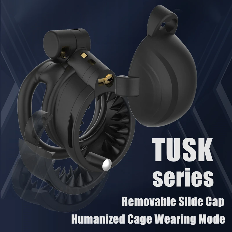 2023 NEW TUSK Design Removable Slide Cap Humanized Cock Cage Male Chastity Device 2 Types Penis Rings Available Adult Sex Toys